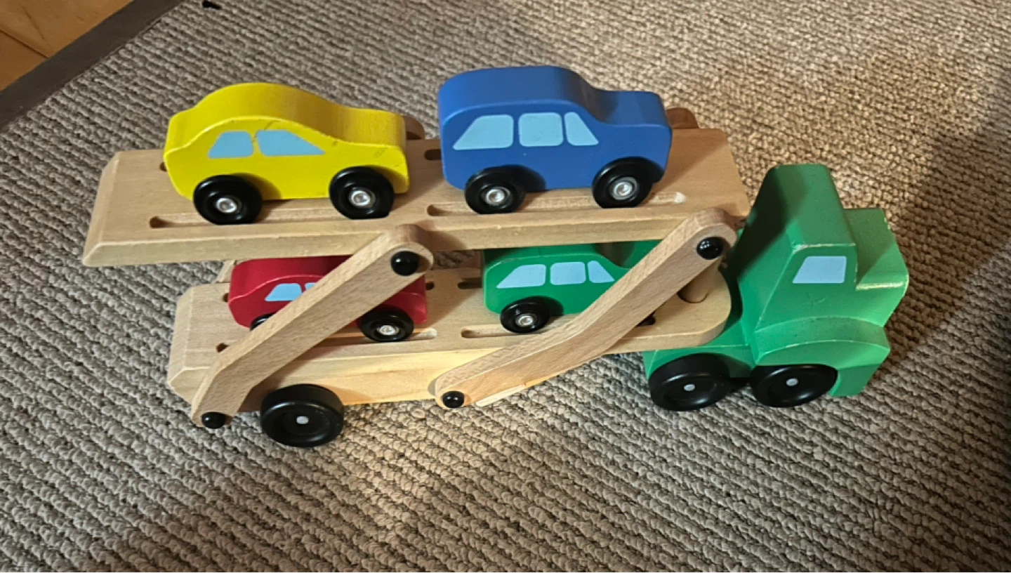 Wooden Car Carrier Truck with Cars Toy