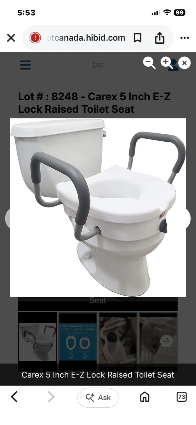 Carex 5 Inch E-Z Lock Raised Toilet Seat