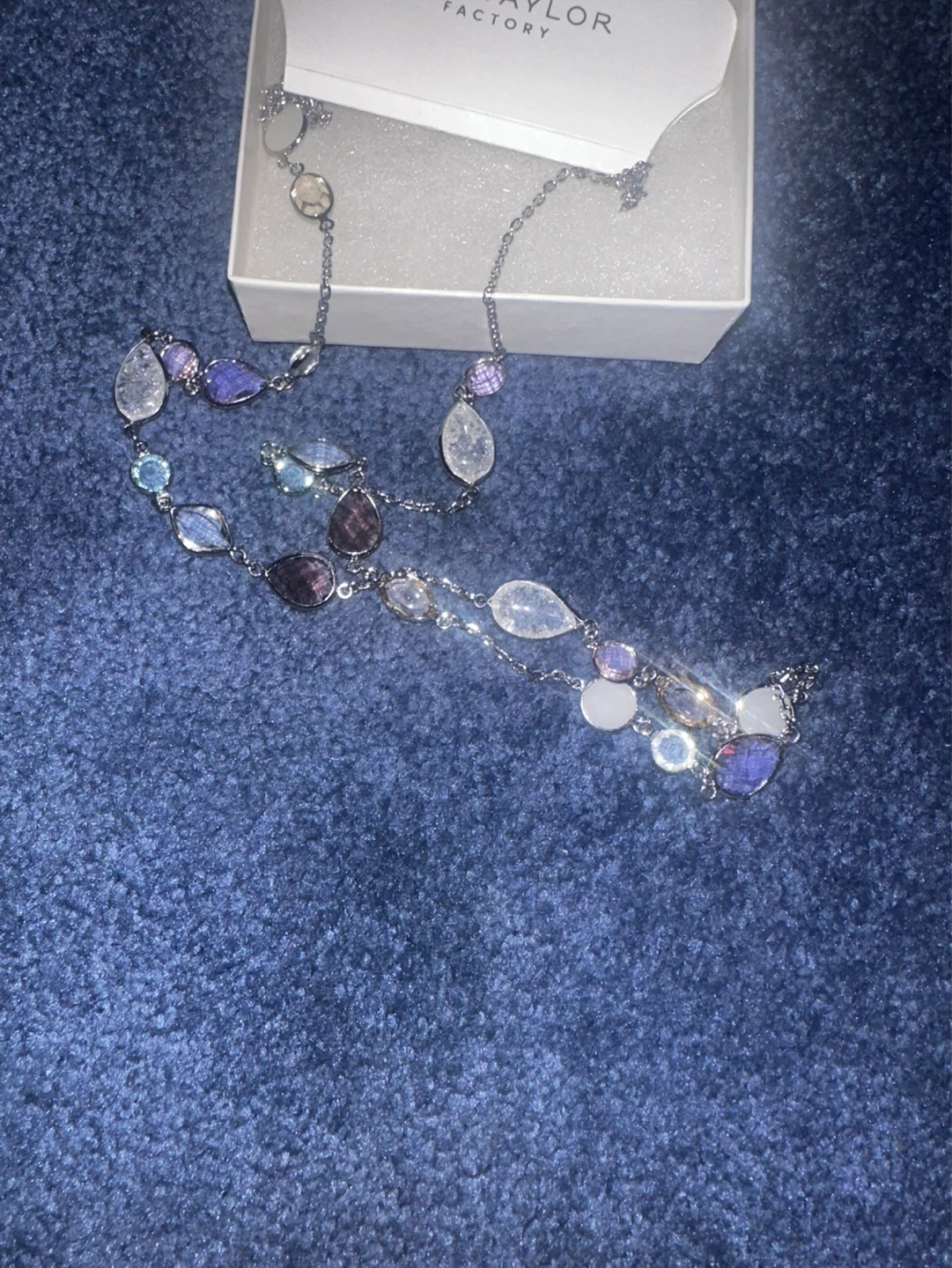 Ann Taylor Factory Necklace with Blue and Clear Stones - photo 3