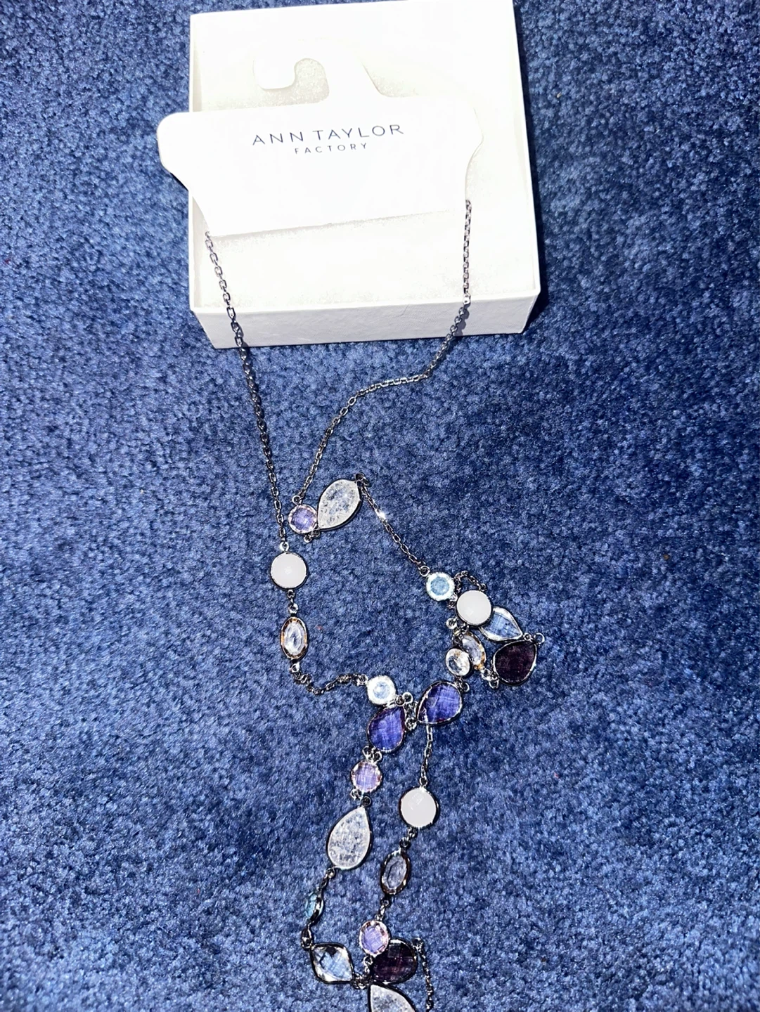 Ann Taylor Factory Necklace with Blue and Clear Stones - photo 2