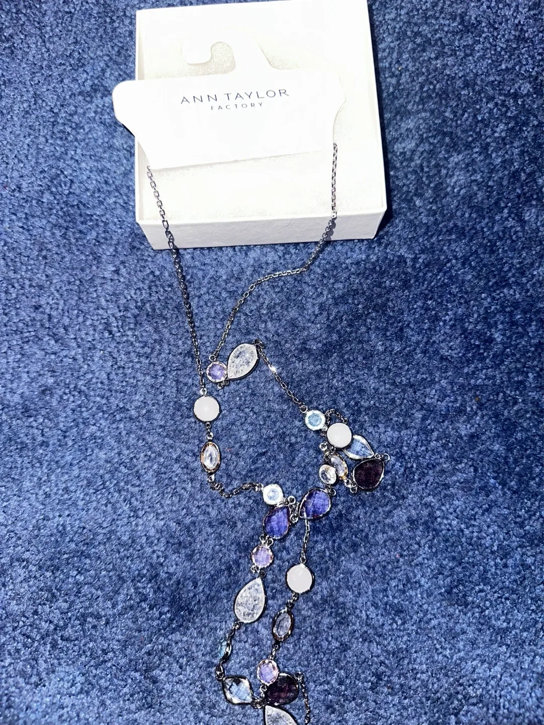Ann Taylor Factory Necklace with Blue and Clear Stones - photo 2