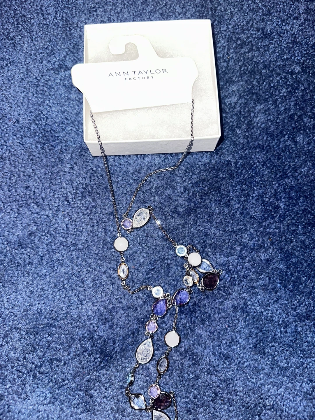 Ann Taylor Factory Necklace with Blue and Clear Stones