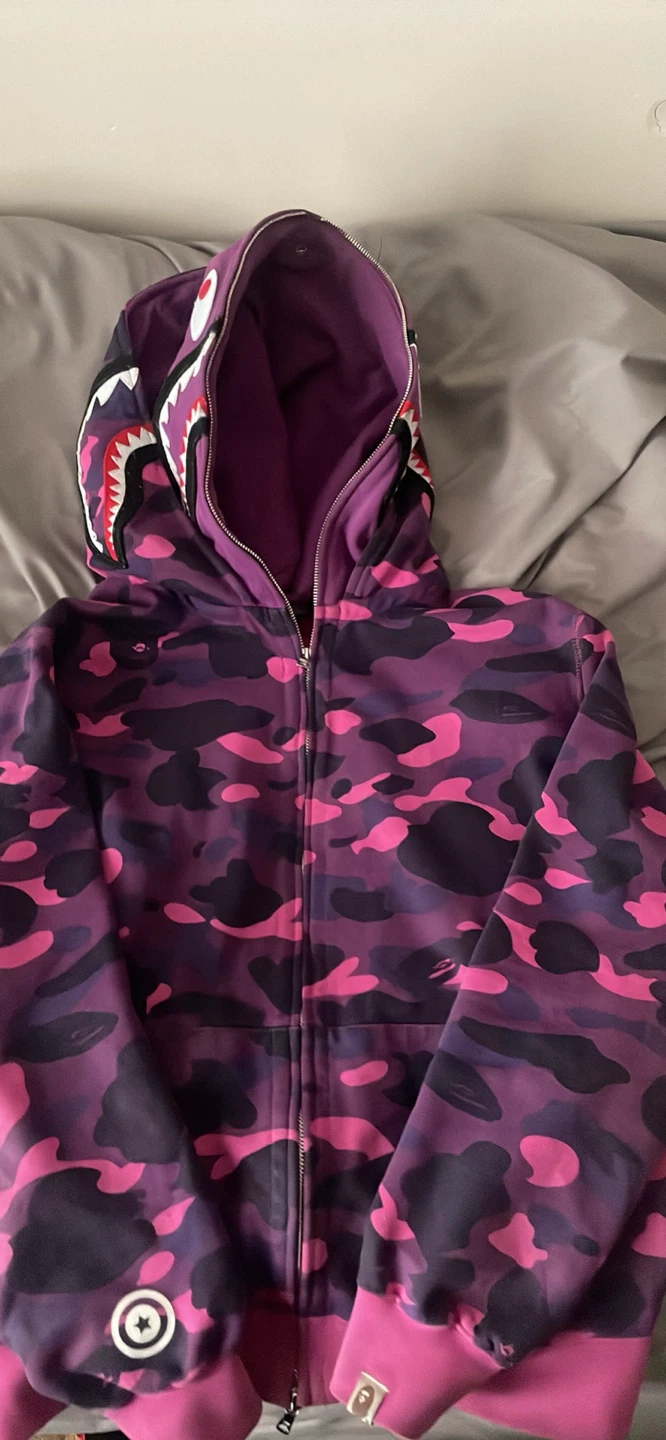 BAPE Shark Full Zip Hoodie Purple Camo - photo 2