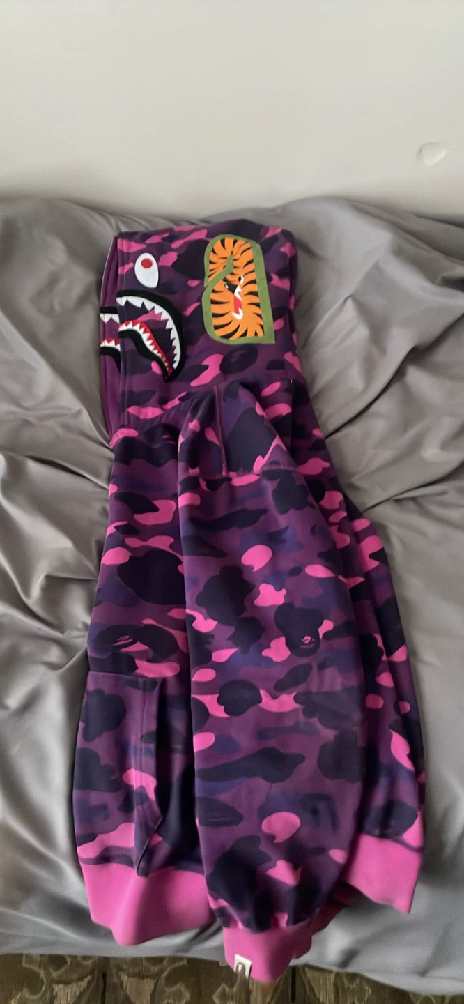 BAPE Shark Full Zip Hoodie Purple Camo - photo 3