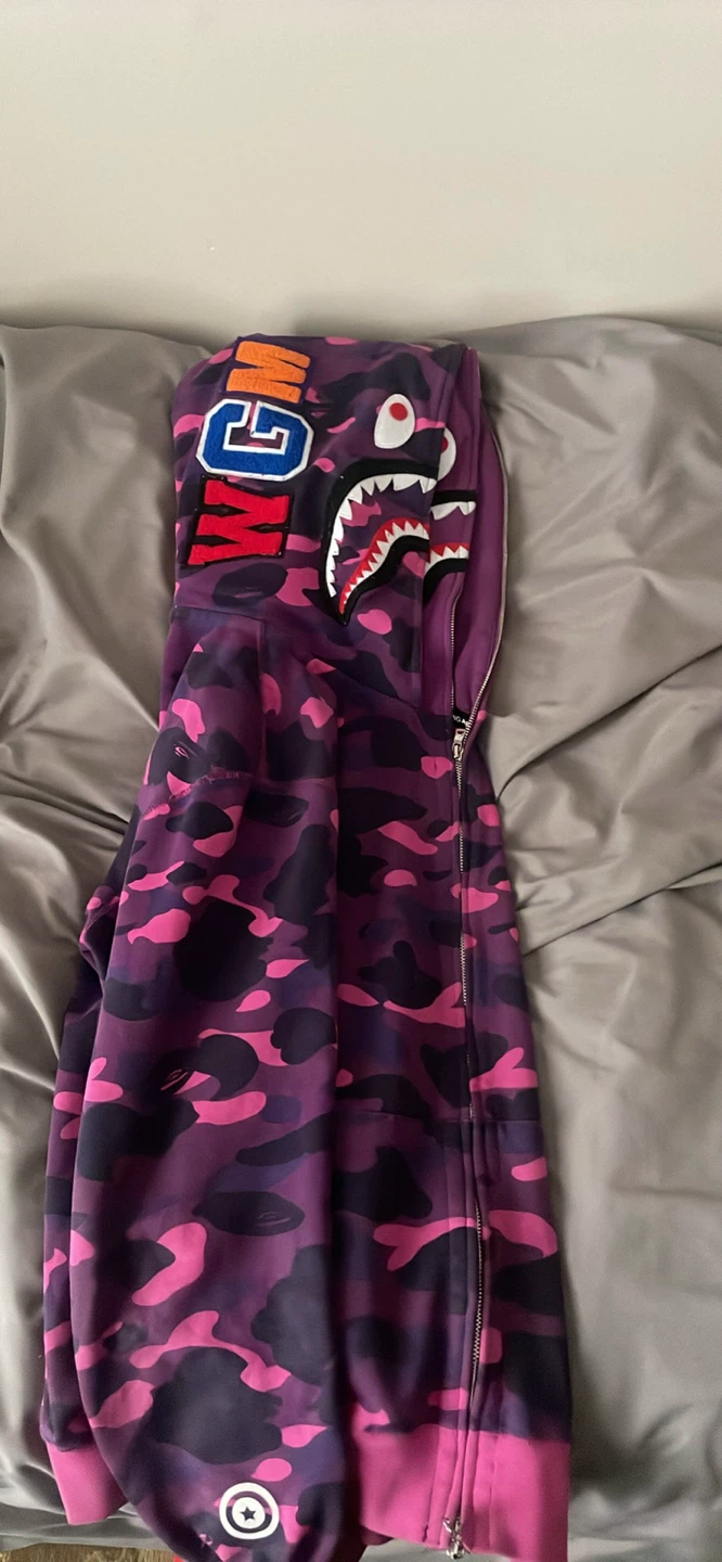 BAPE Shark Full Zip Hoodie Purple Camo