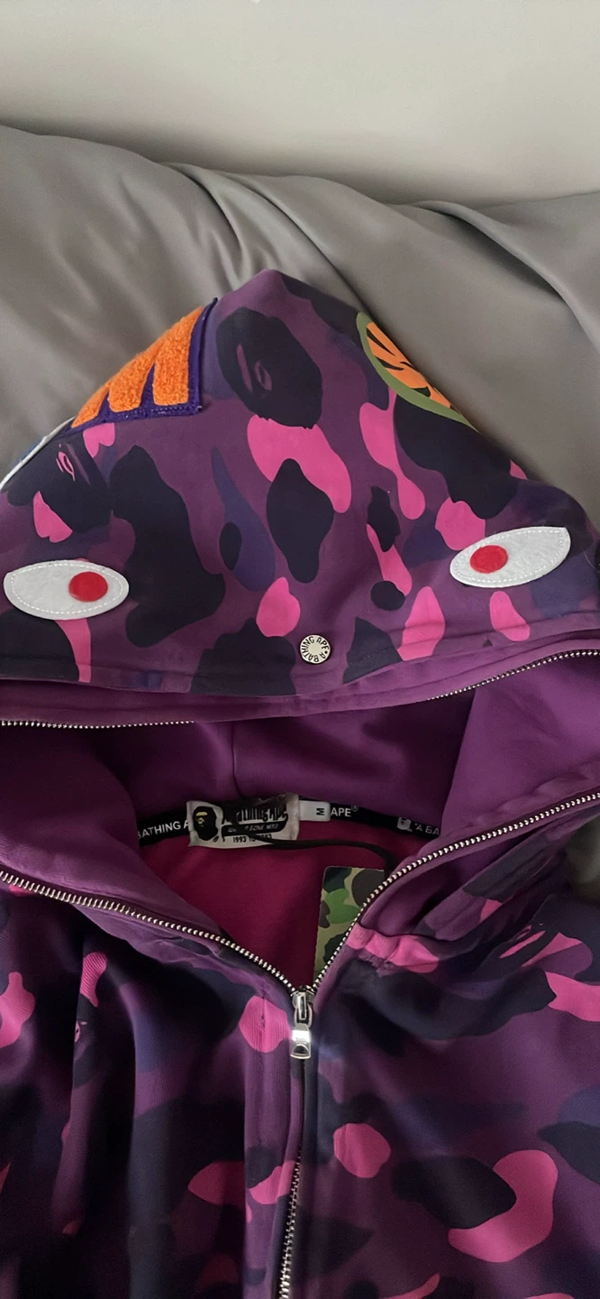 BAPE Shark Full Zip Hoodie Purple Camo - photo 4