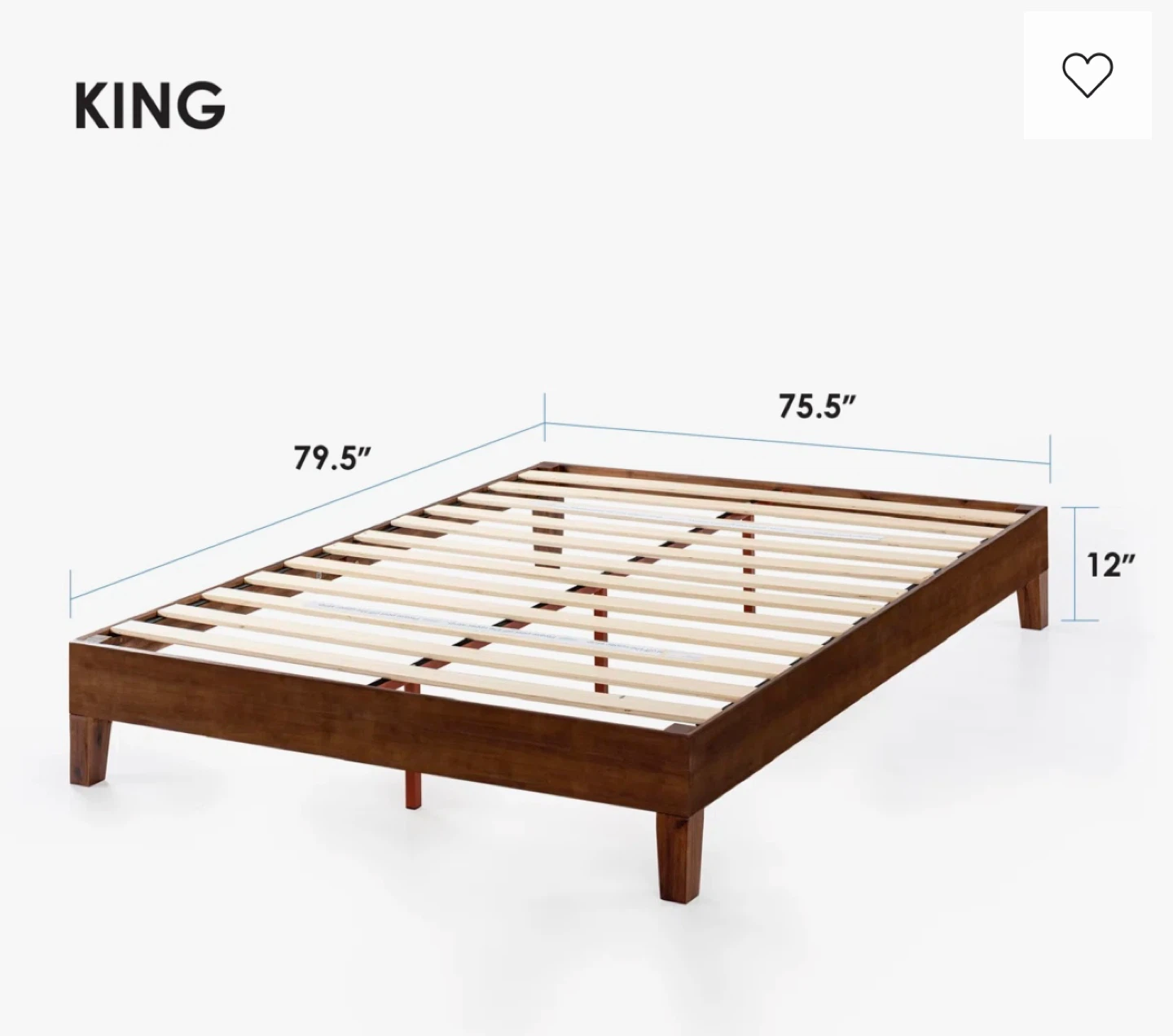 King Size Wooden Bed Frame with Slats - photo 2