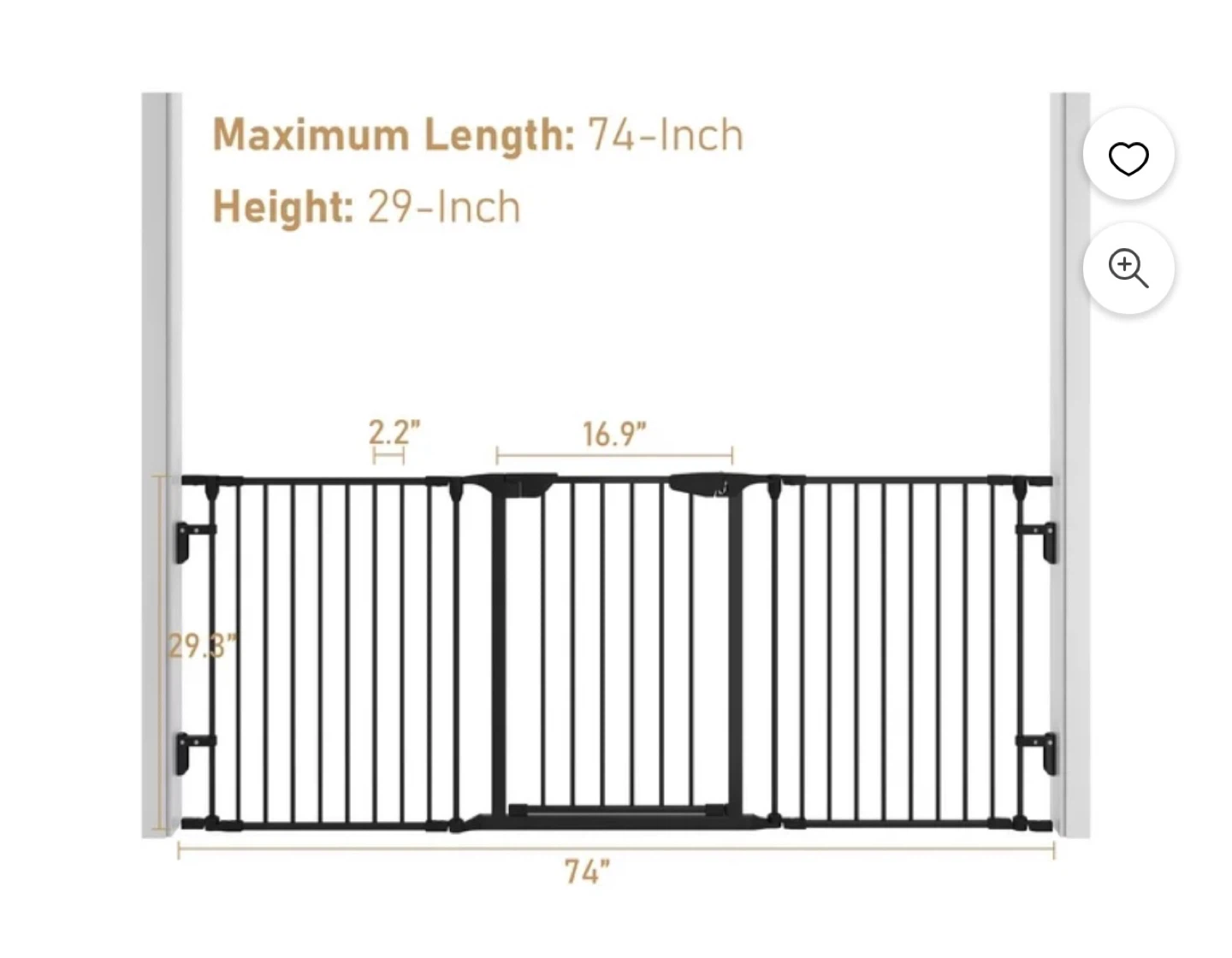 ChVans 74" Wide Safety Gate, Metal Baby Gate with Door BNIB - photo 5