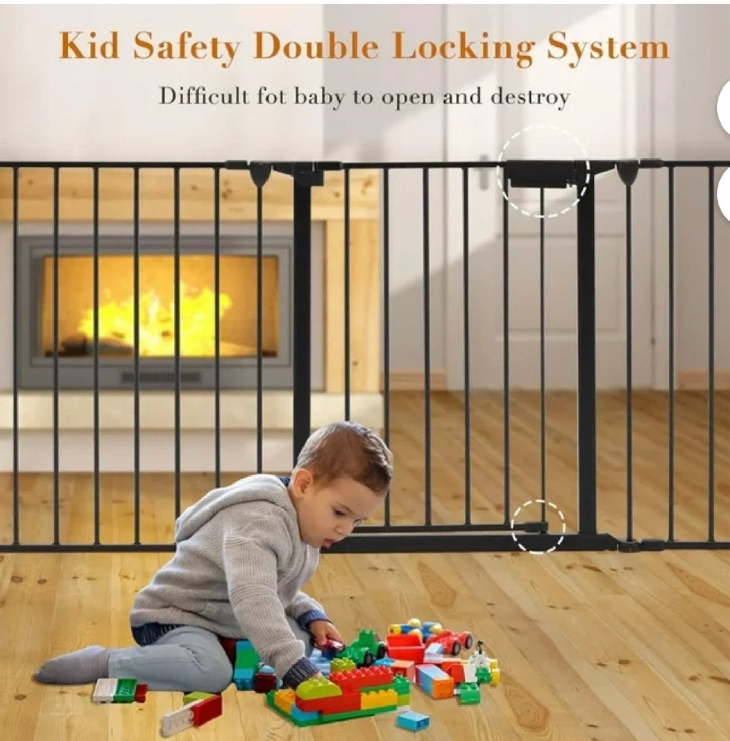 ChVans 74" Wide Safety Gate, Metal Baby Gate with Door BNIB - photo 3