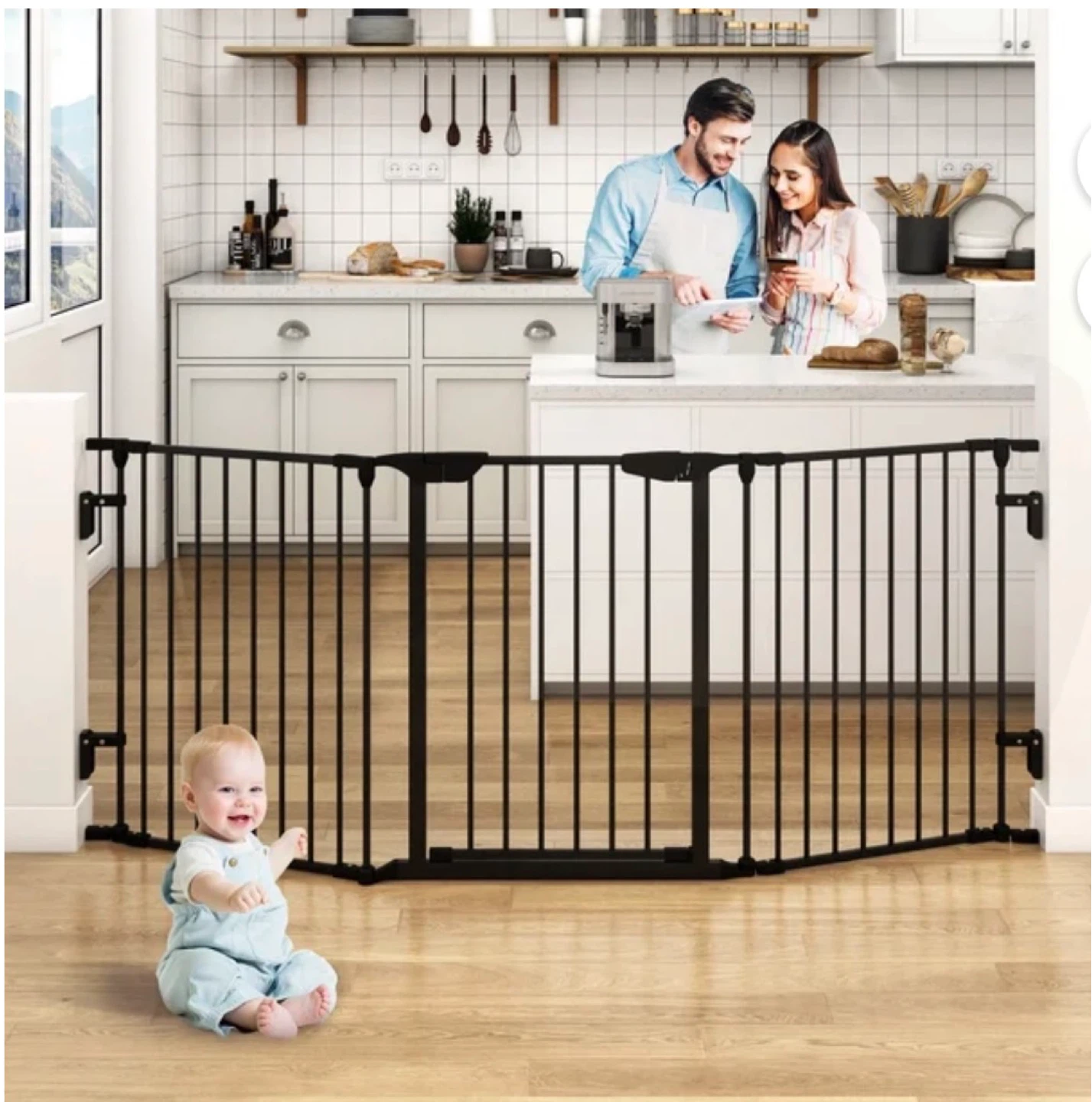 ChVans 74" Wide Safety Gate, Metal Baby Gate with Door BNIB