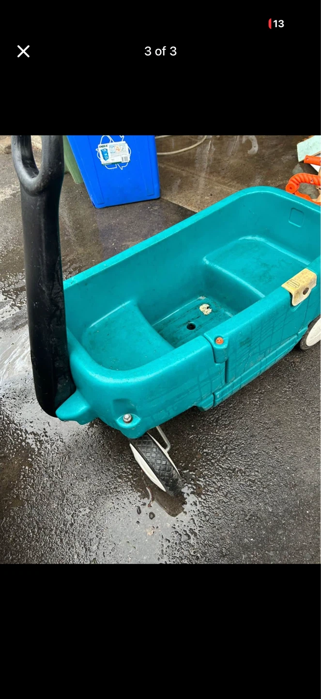 Teal Plastic Wagon with Handle