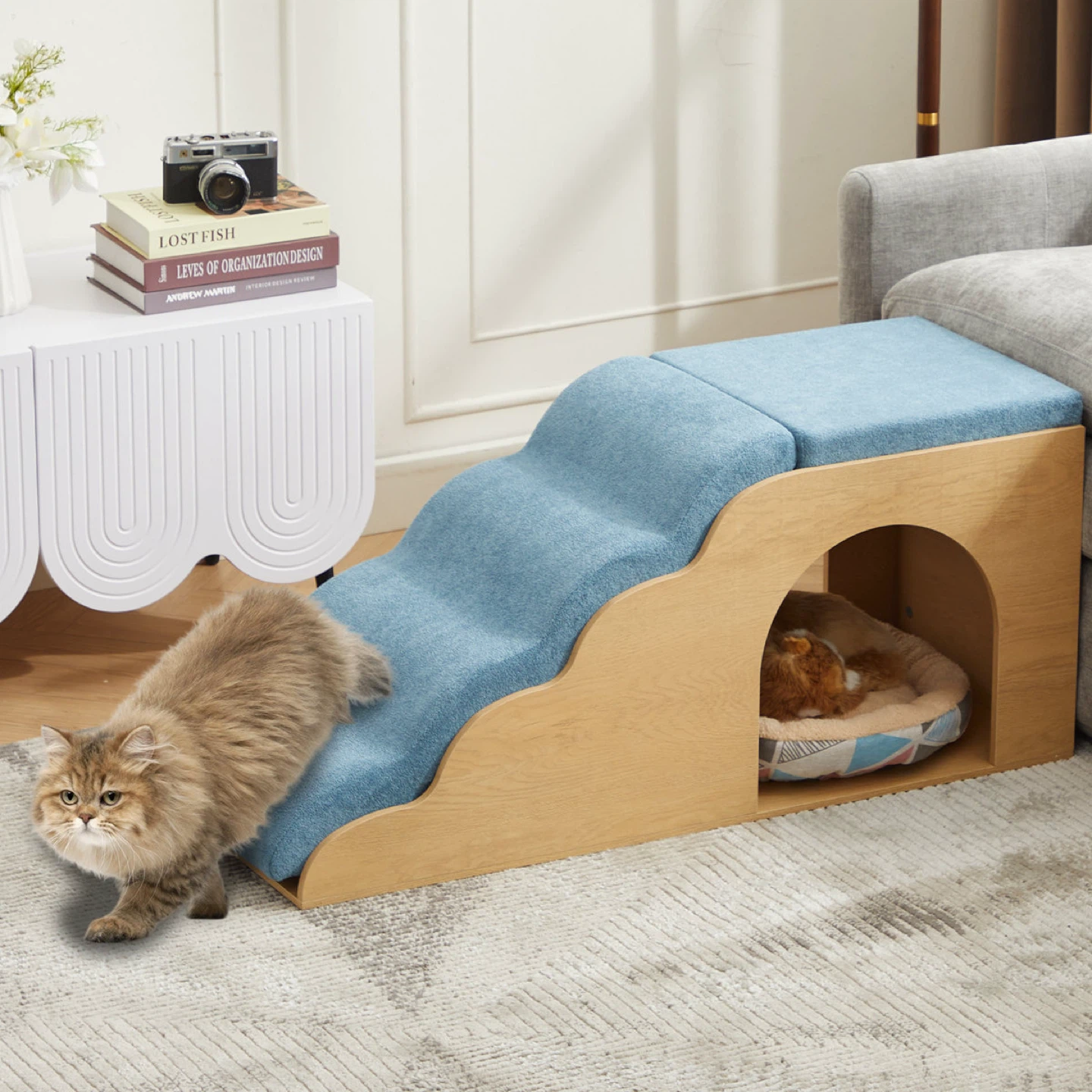 Brand New from Wayfair .ca Wooden Pet Stairs With Padded Ramp