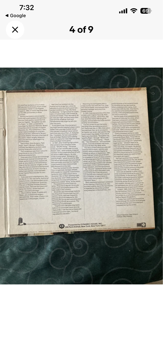 The Greatest of Nat King Cole Vol. 1 & 2 Vinyl Records - photo 4