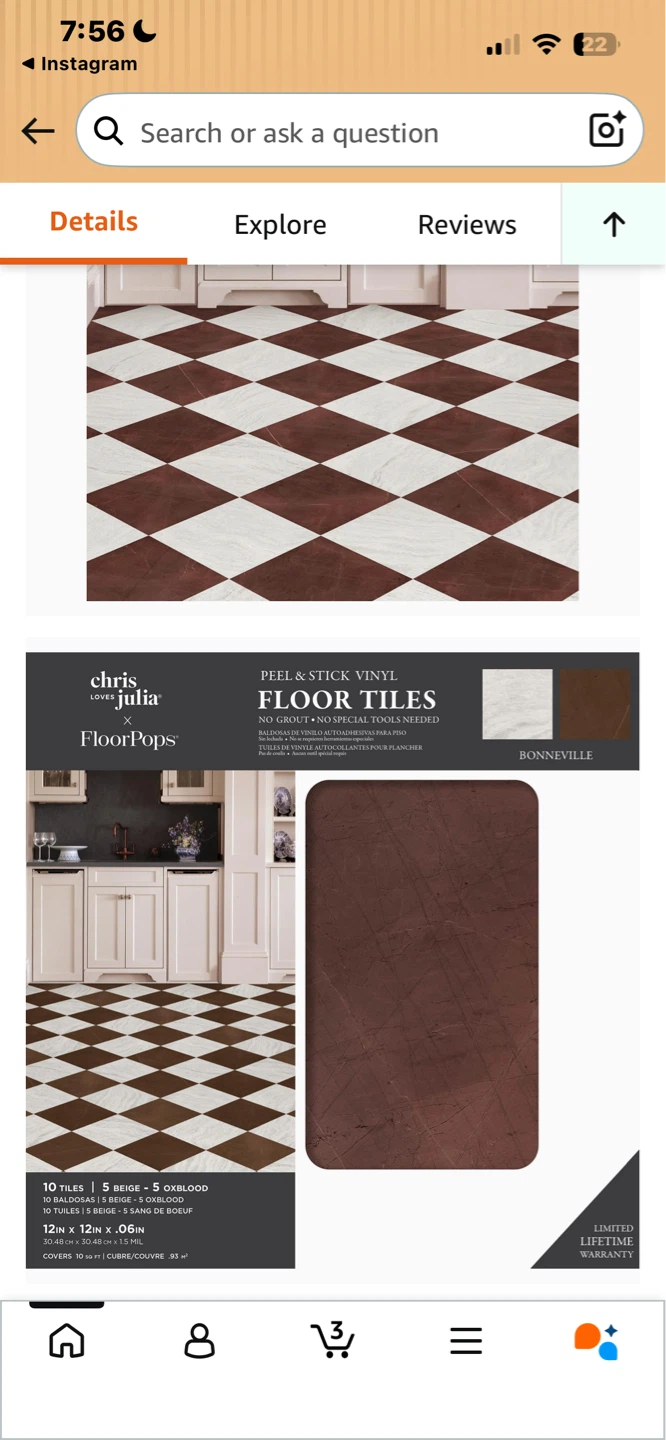 FloorPops Chris Loves Julia - Peel & Stick Floor Tiles