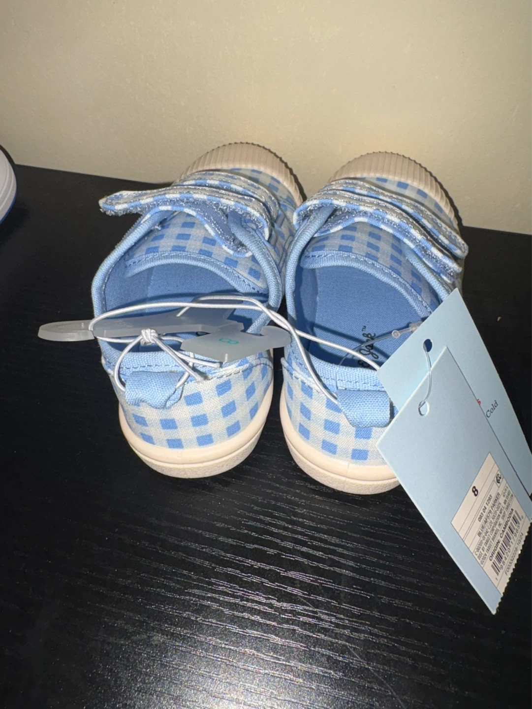 Cat & Jack Baby Blue Gingham Hook and Loop Sneakers - Size 8 - photo 2