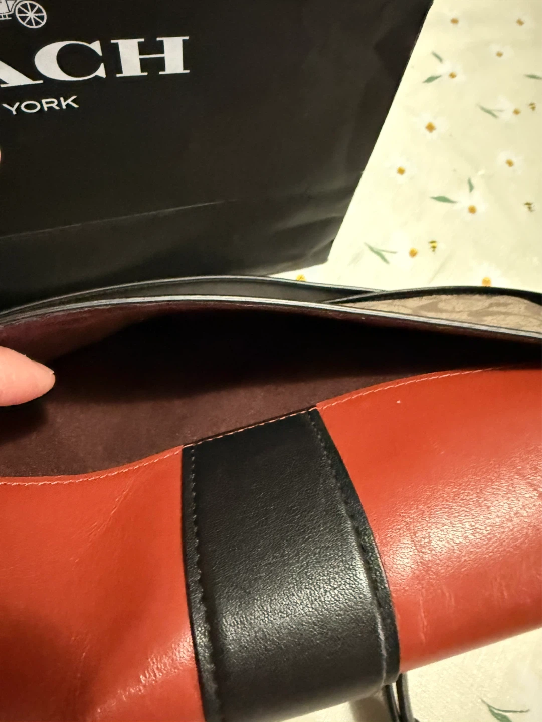 Coach Signature Shoulder Bag - Red/Black/Tan - photo 4