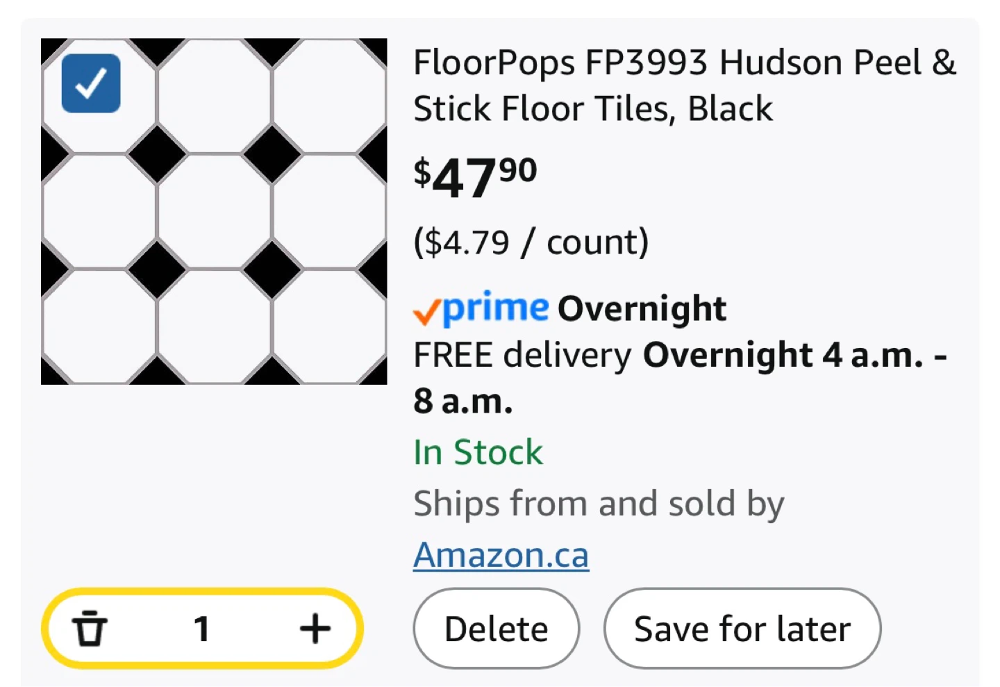 FloorPops Peel & Stick Floor Tiles - Black & White