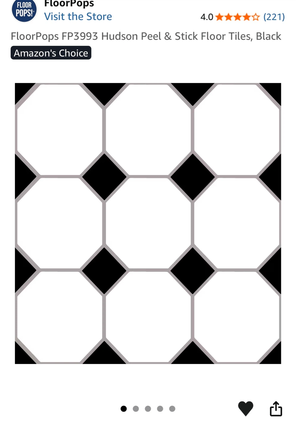 FloorPops Peel & Stick Floor Tiles - Black & White - photo 2