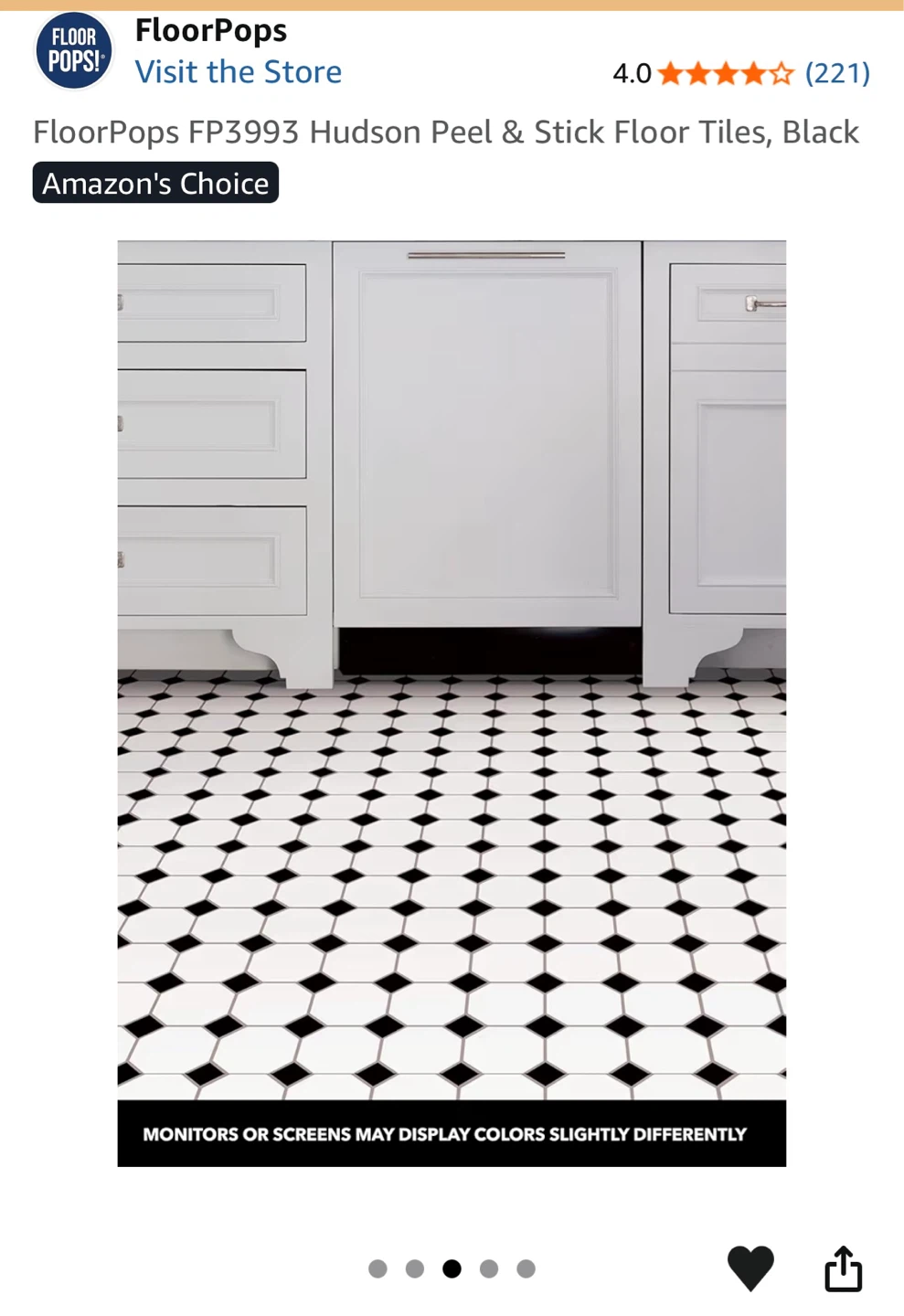 FloorPops Peel & Stick Floor Tiles - Black & White - photo 4