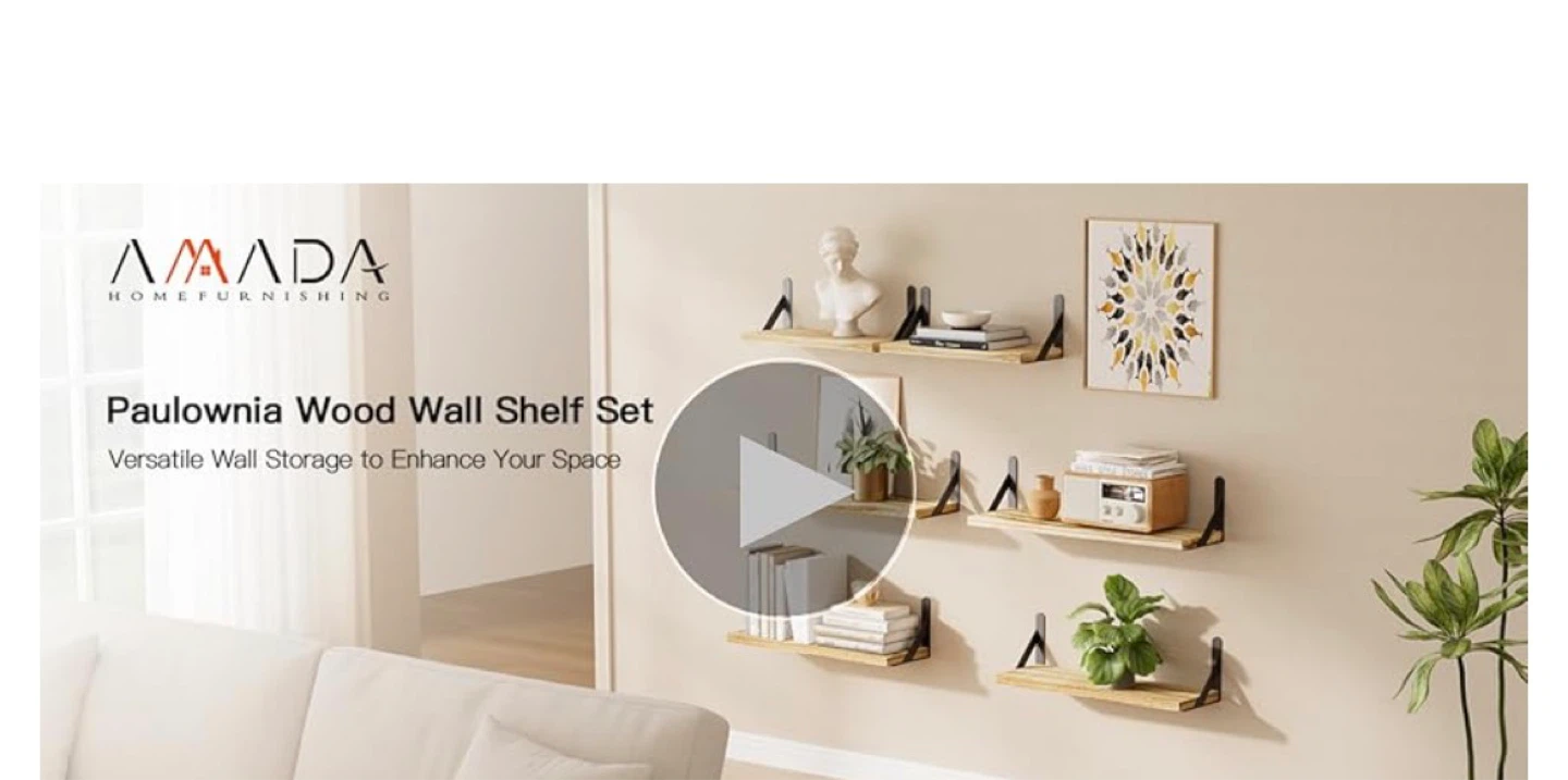 AMADA Paulownia Wood Wall Shelf Set - photo 4