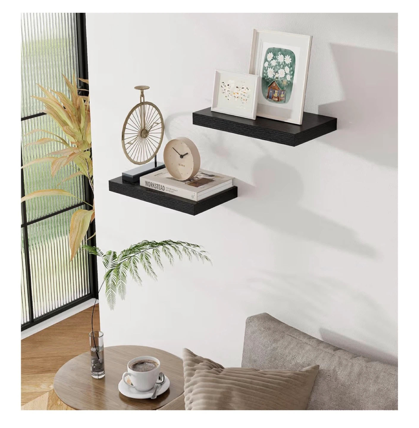 Black Wooden Floating Shelves Set of 4 - photo 5