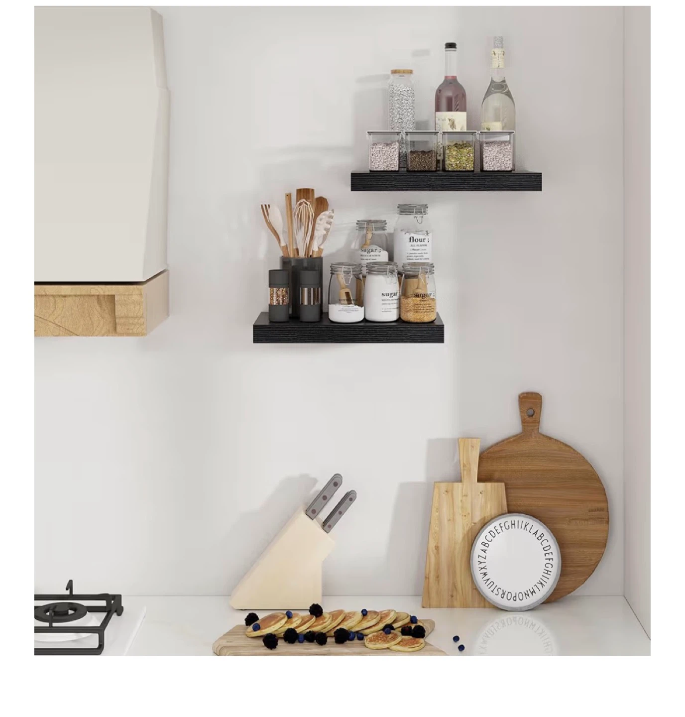 Black Wooden Floating Shelves Set of 4 - photo 2