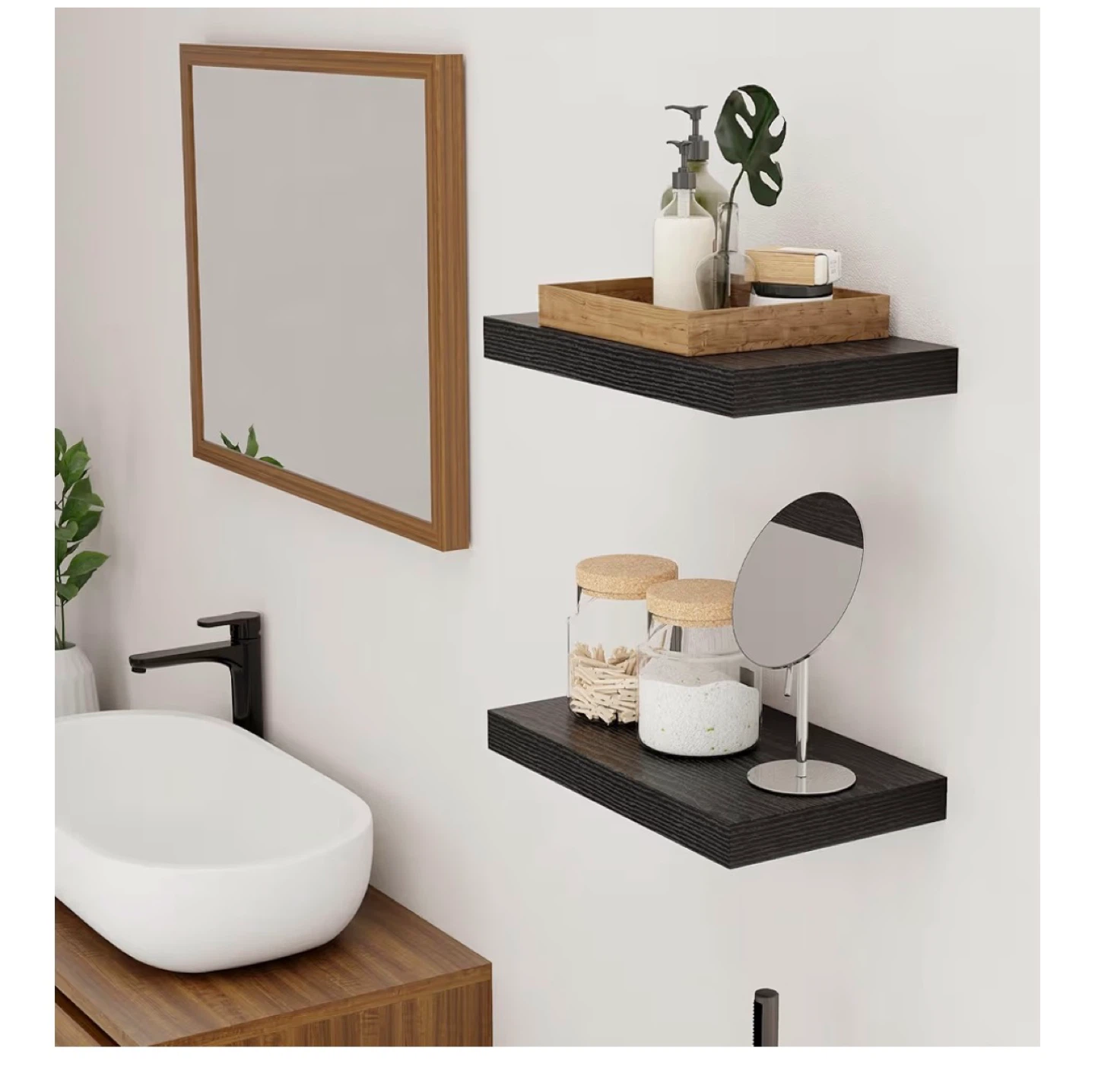 Black Wooden Floating Shelves Set of 4 - photo 4