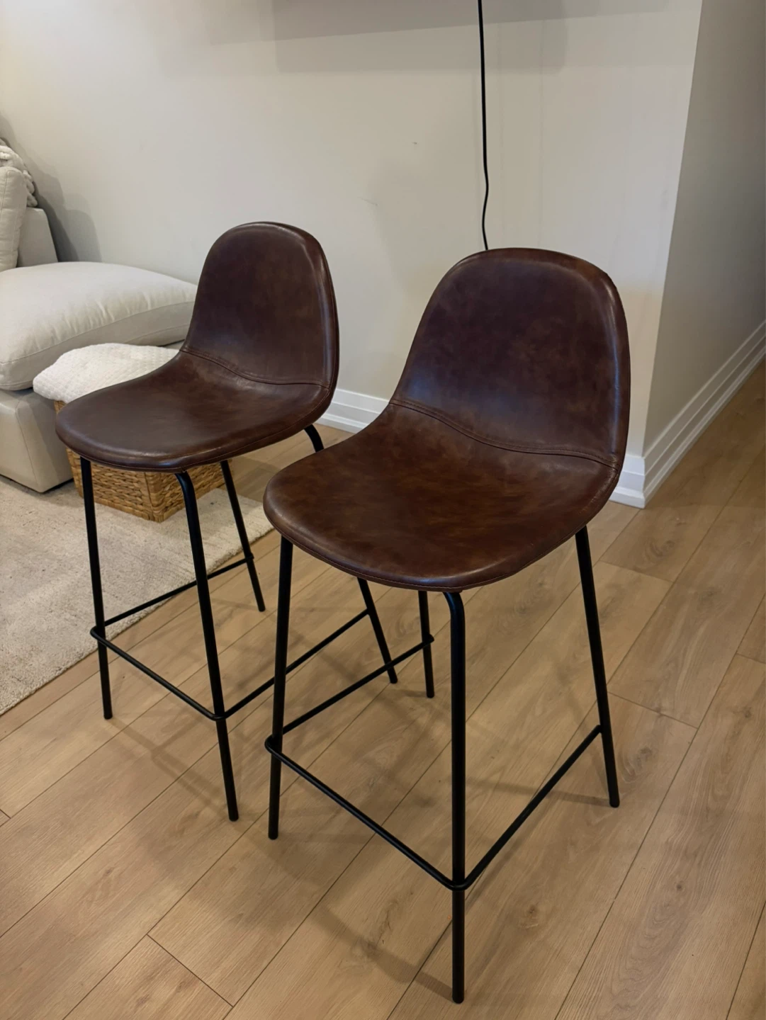 Set of 2 Brown Faux Leather Bar Stools - photo 2