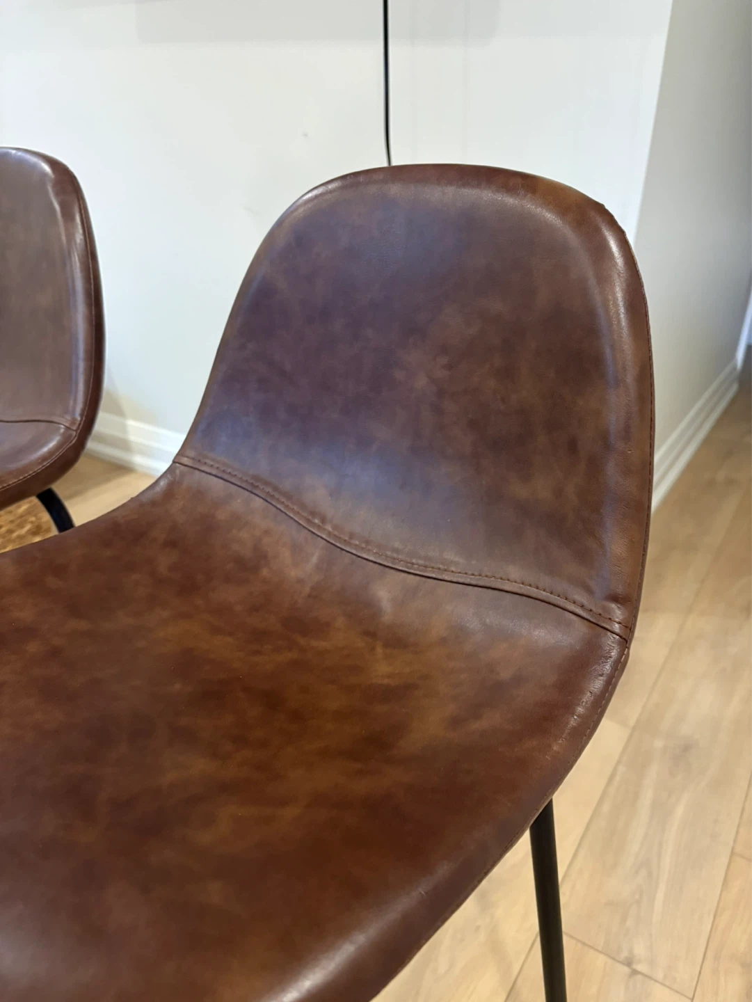 Set of 2 Brown Faux Leather Bar Stools - photo 3