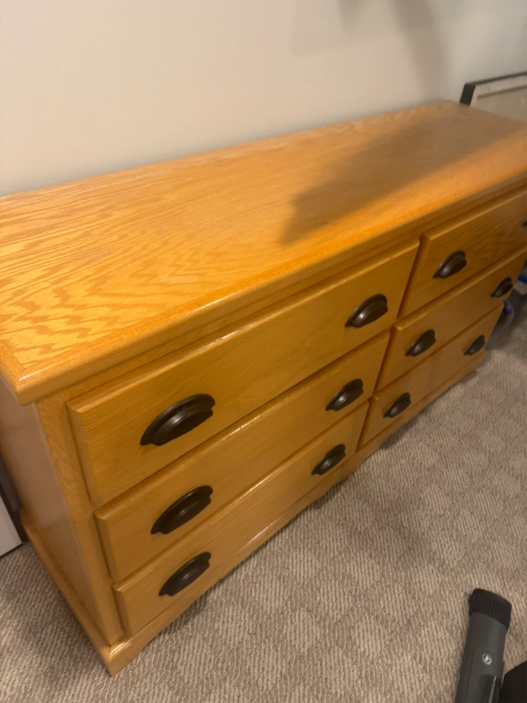 Oak Wood Nightstand with 3 Drawers - photo 4