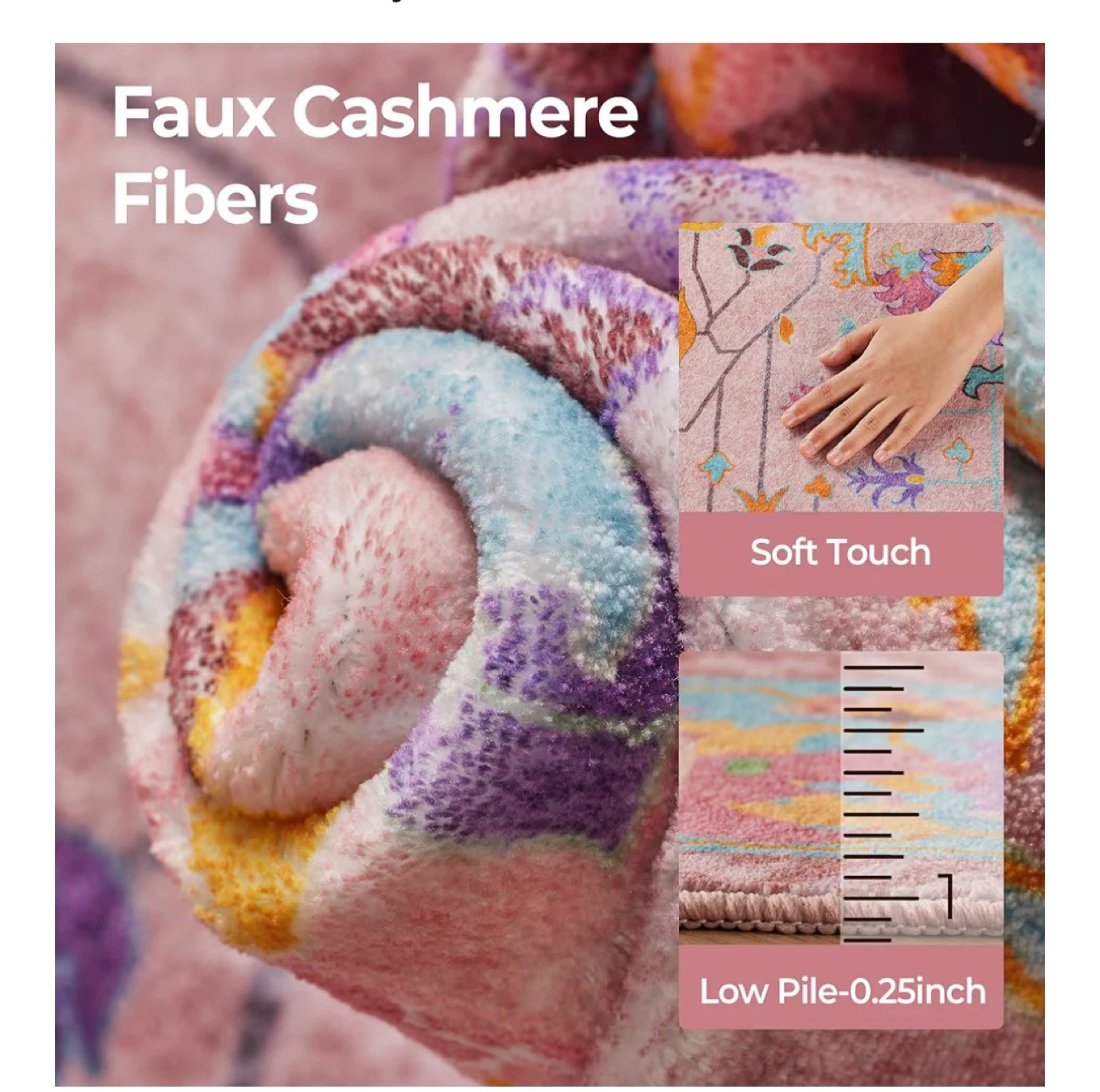 Faux Cashmere Fiber Area Rug 5x7 - Rose Pattern - photo 4