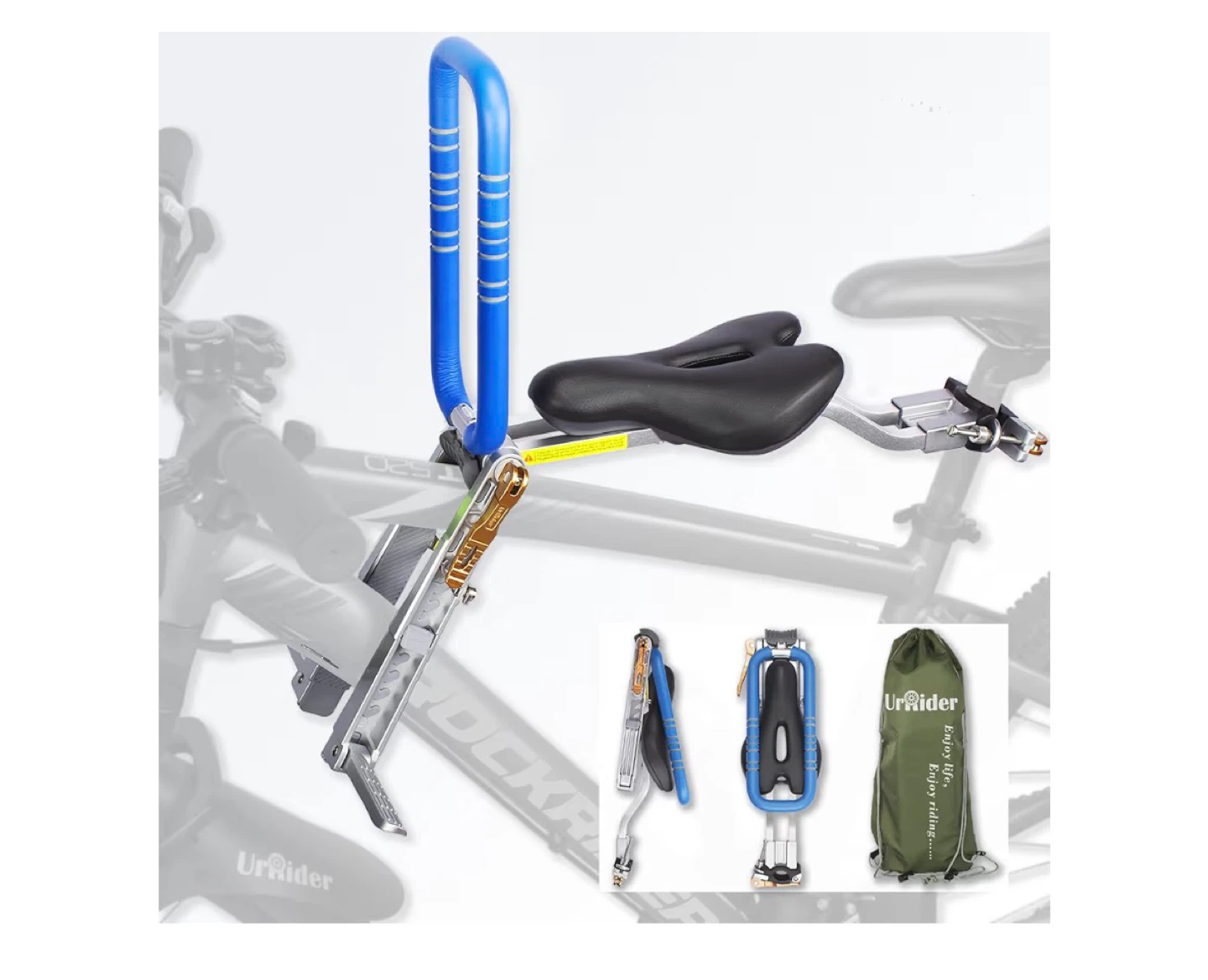 Front Child Bike Seat with Soft Handrail and Ergonomic Saddle