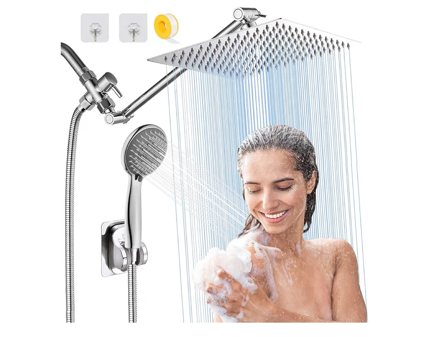 10" Rainfall Shower Head Handheld Shower and 11" Extension Arm