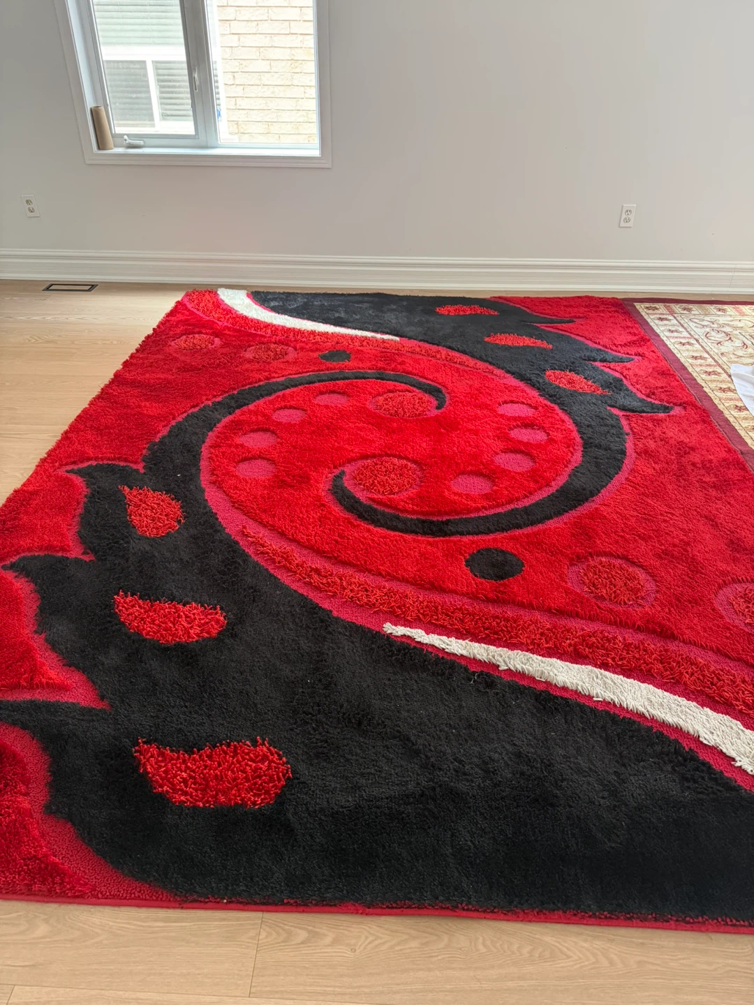 Large Red and Black Shag Area Rug - photo 2