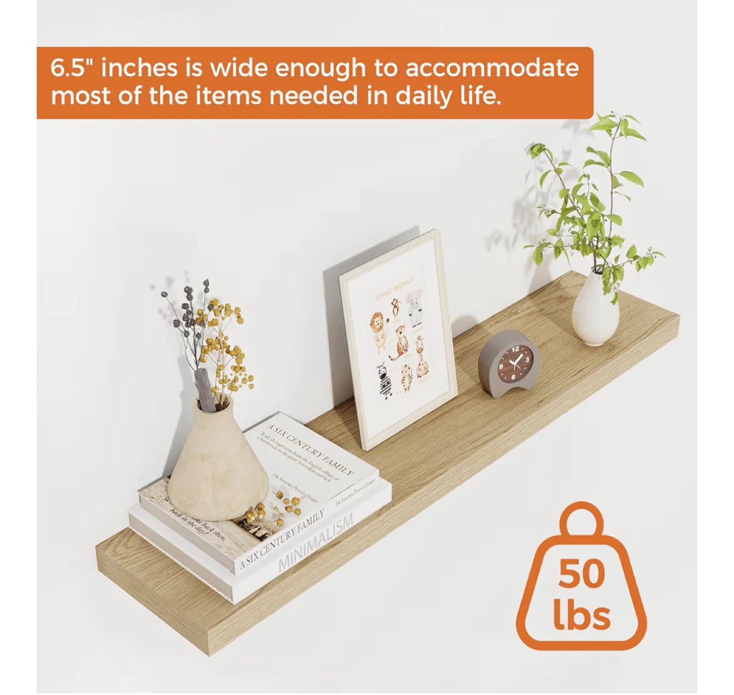 Floating Wall Shelves - Heavy Duty Oak Finish - photo 3
