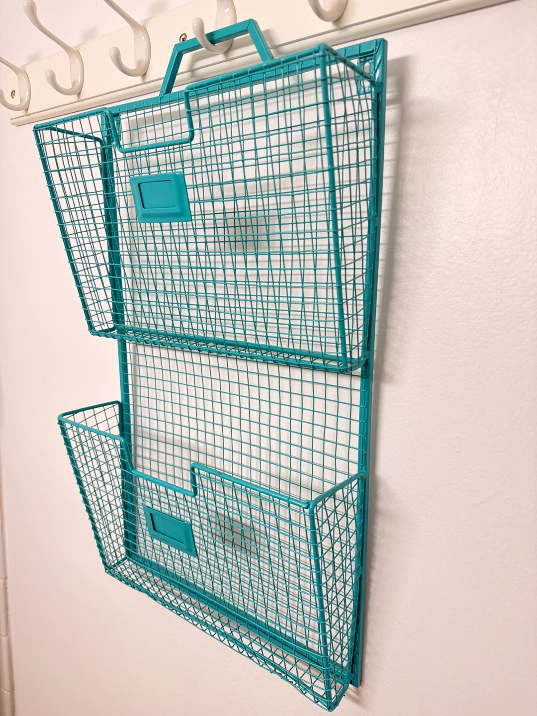 Teal Double Wall Mounted Wire Basket Organizer - photo 2