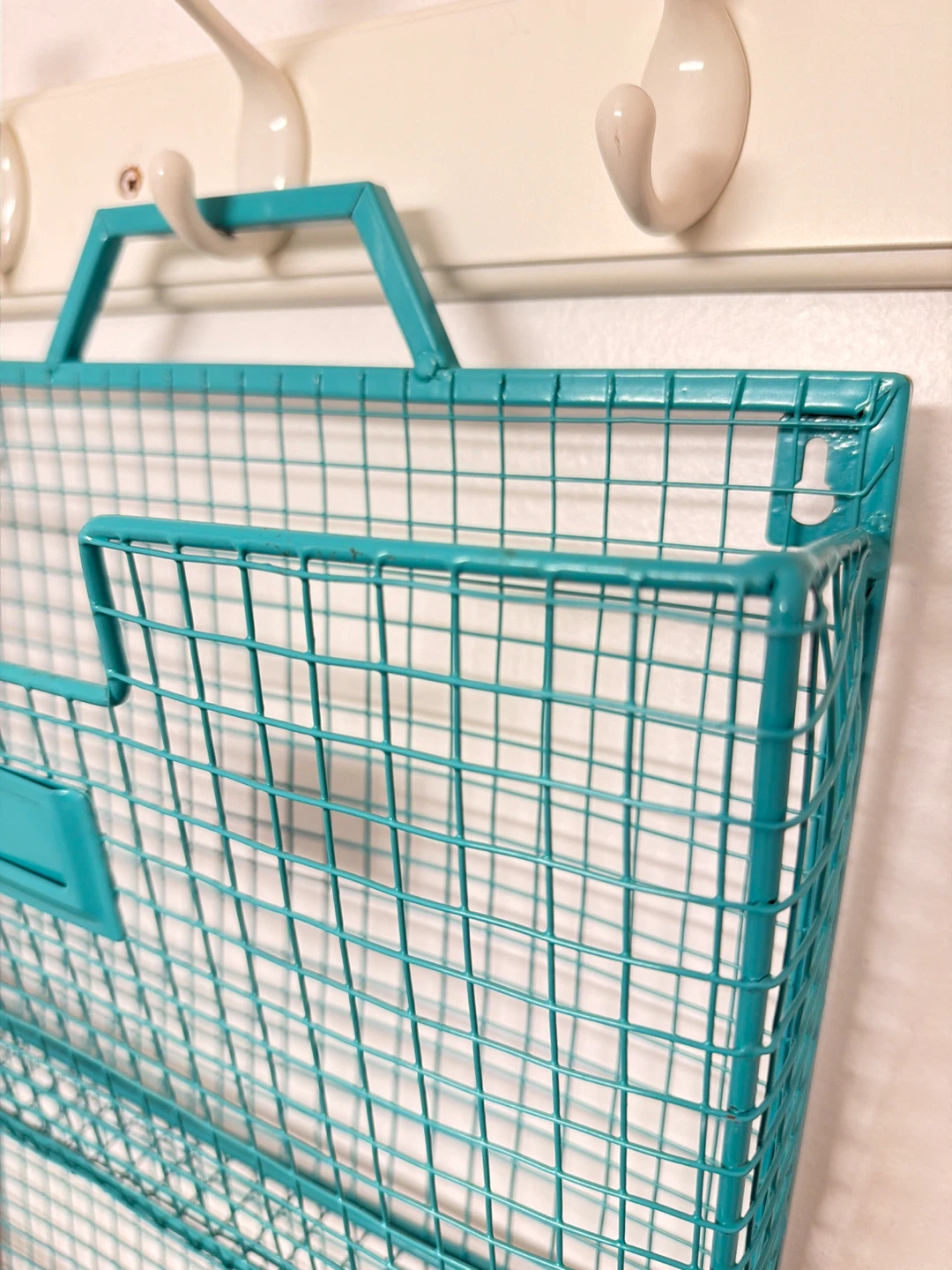 Teal Double Wall Mounted Wire Basket Organizer - photo 3
