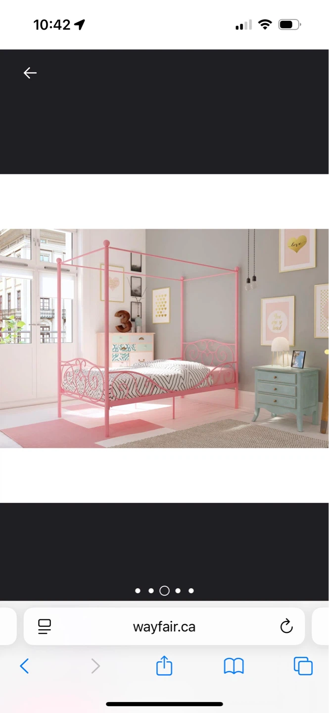 Pink Canopy Bed Frame - Twin Size - photo 5