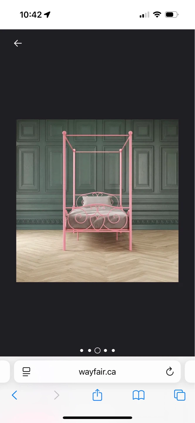 Pink Canopy Bed Frame - Twin Size