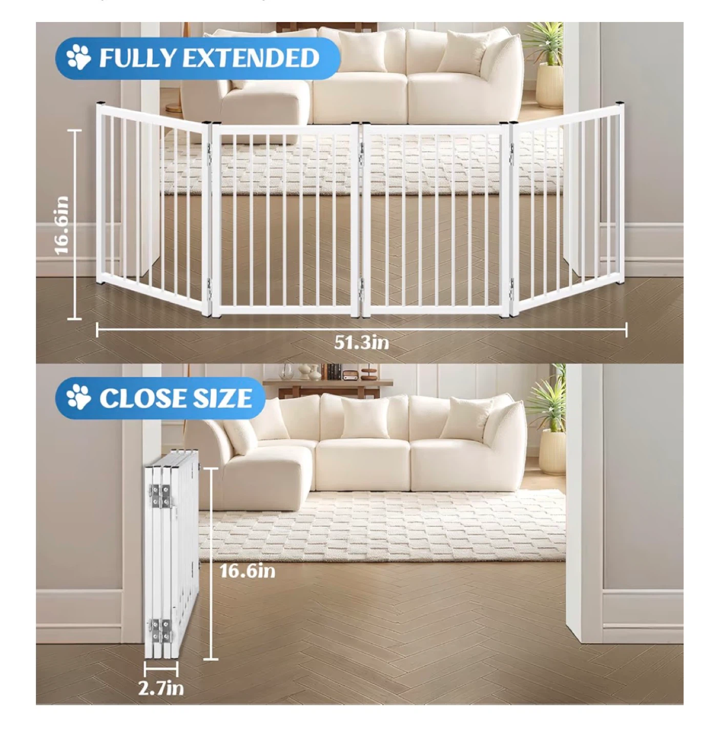 Expandable Metal Dog Gate - White - photo 2