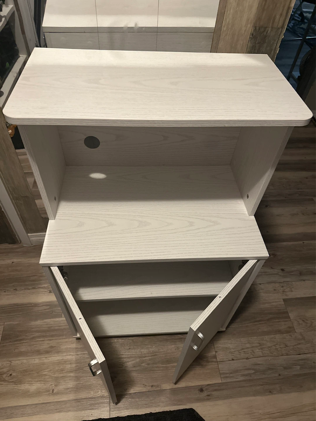White 2-Door Cabinet with Shelves microwave stand