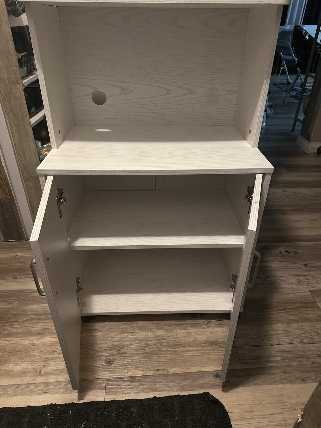 White 2-Door Cabinet with Shelves microwave stand - photo 2