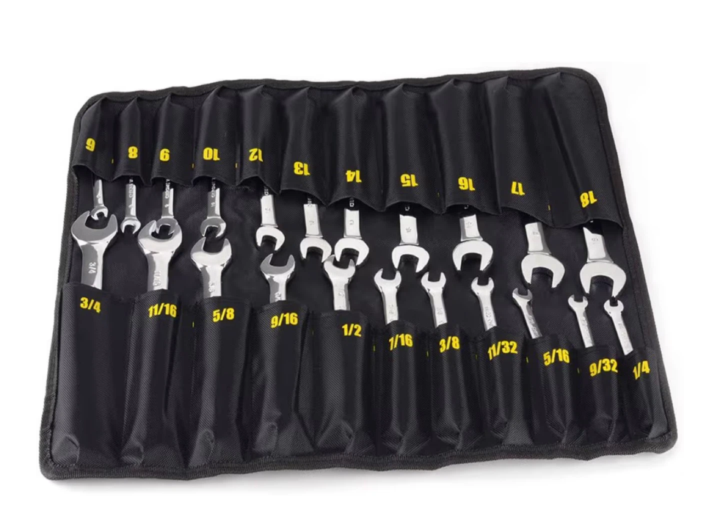 Metric and SAE Ratcheting Wrench Set with Roll-Up Pouch - photo 2