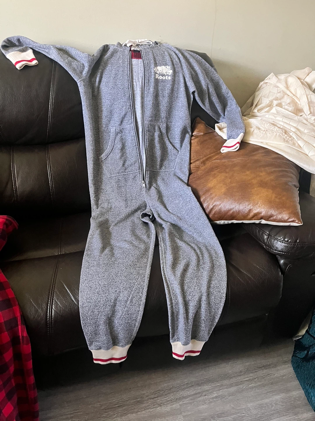 Roots Grey Fleece Onesie Jumpsuit M/M - photo 5