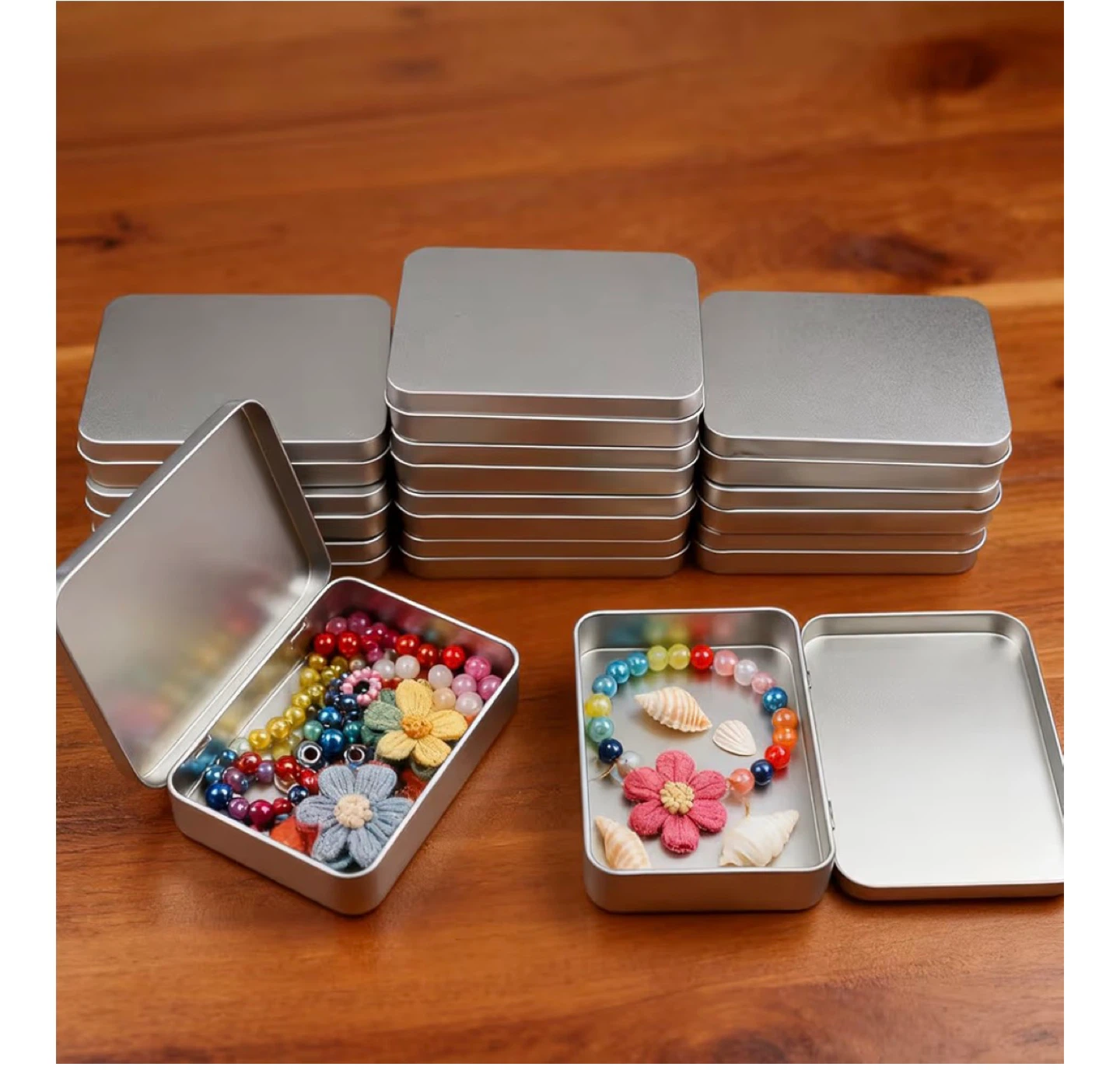 Silver Metal Tin Boxes with Lids 12 pc - photo 4