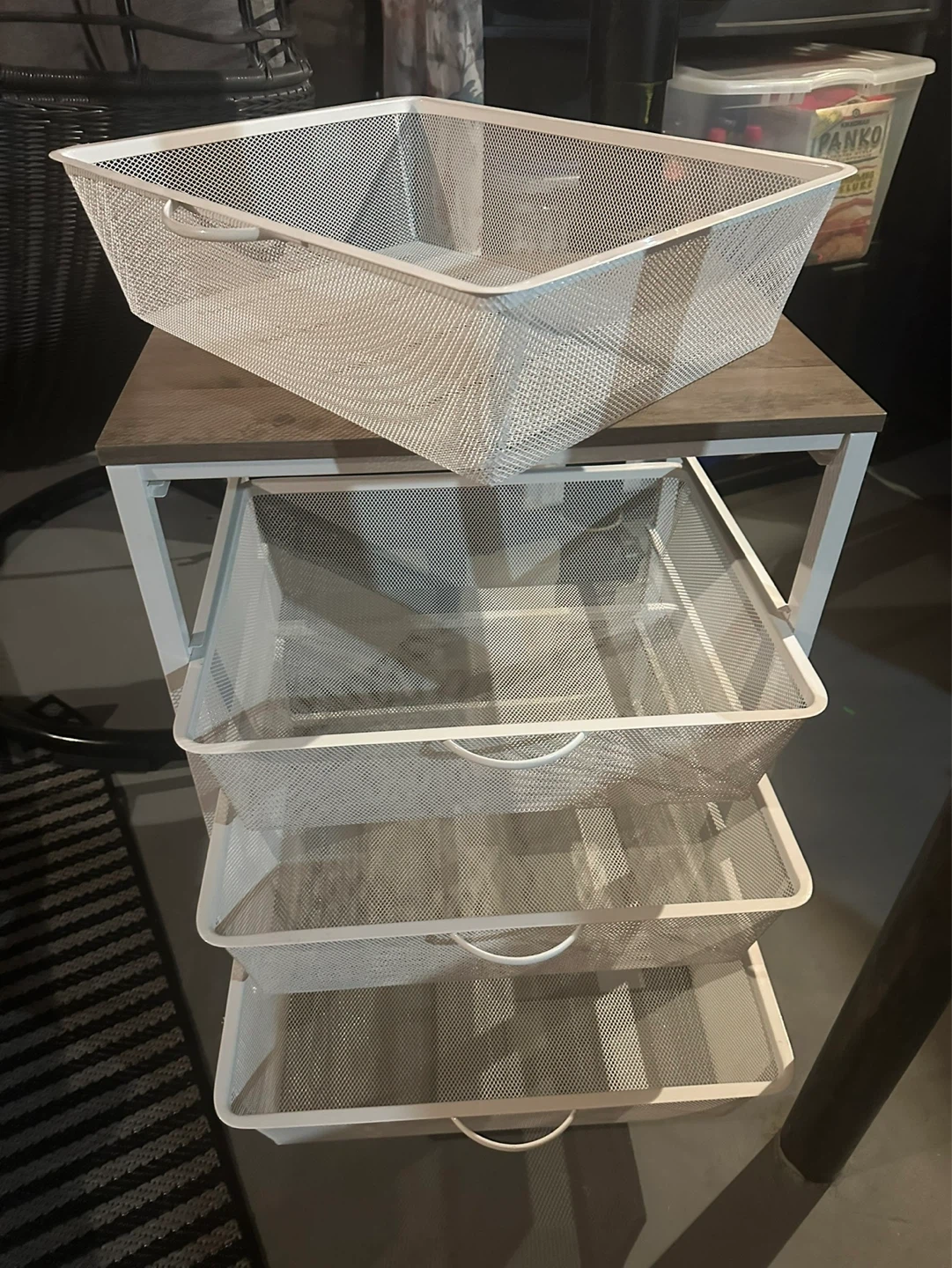 3-Drawer Mesh Storage Cart with Wood Top - photo 4