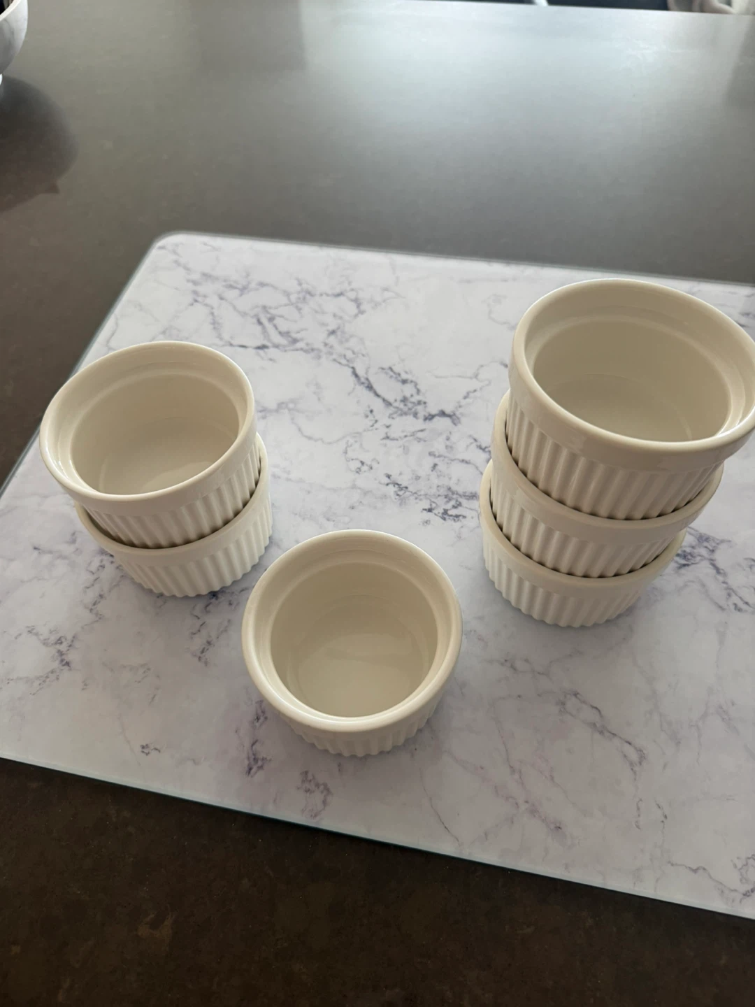 Set of 6 White Ceramic Ramekins