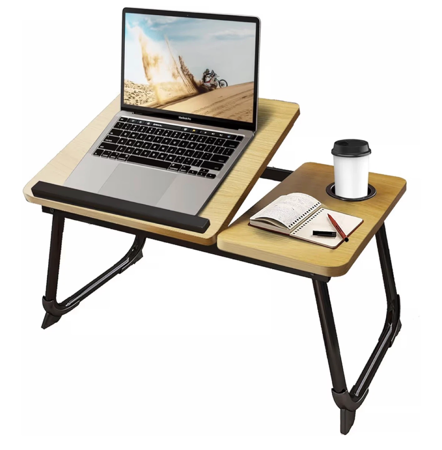 Adjustable Laptop Bed Tray Table with Cup Holder