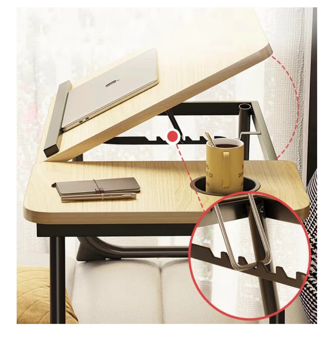 Adjustable Laptop Bed Tray Table with Cup Holder - photo 4