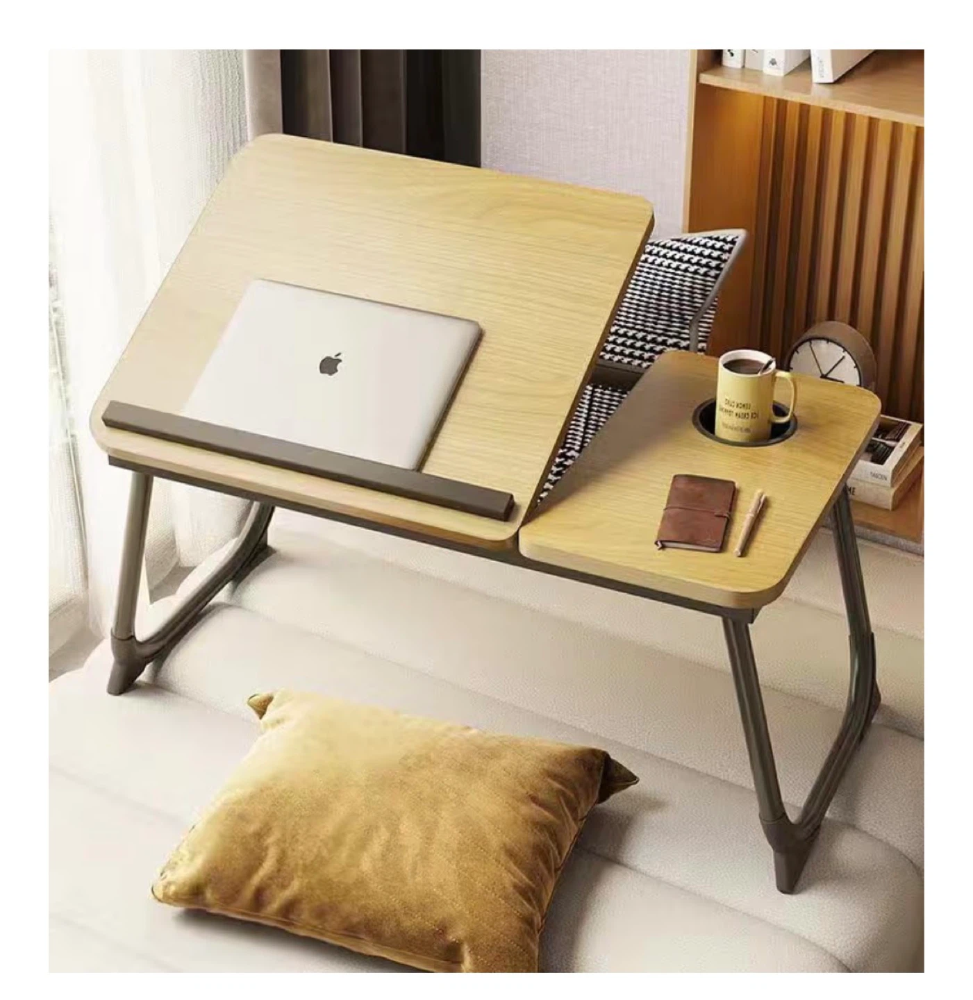 Adjustable Laptop Bed Tray Table with Cup Holder - photo 2